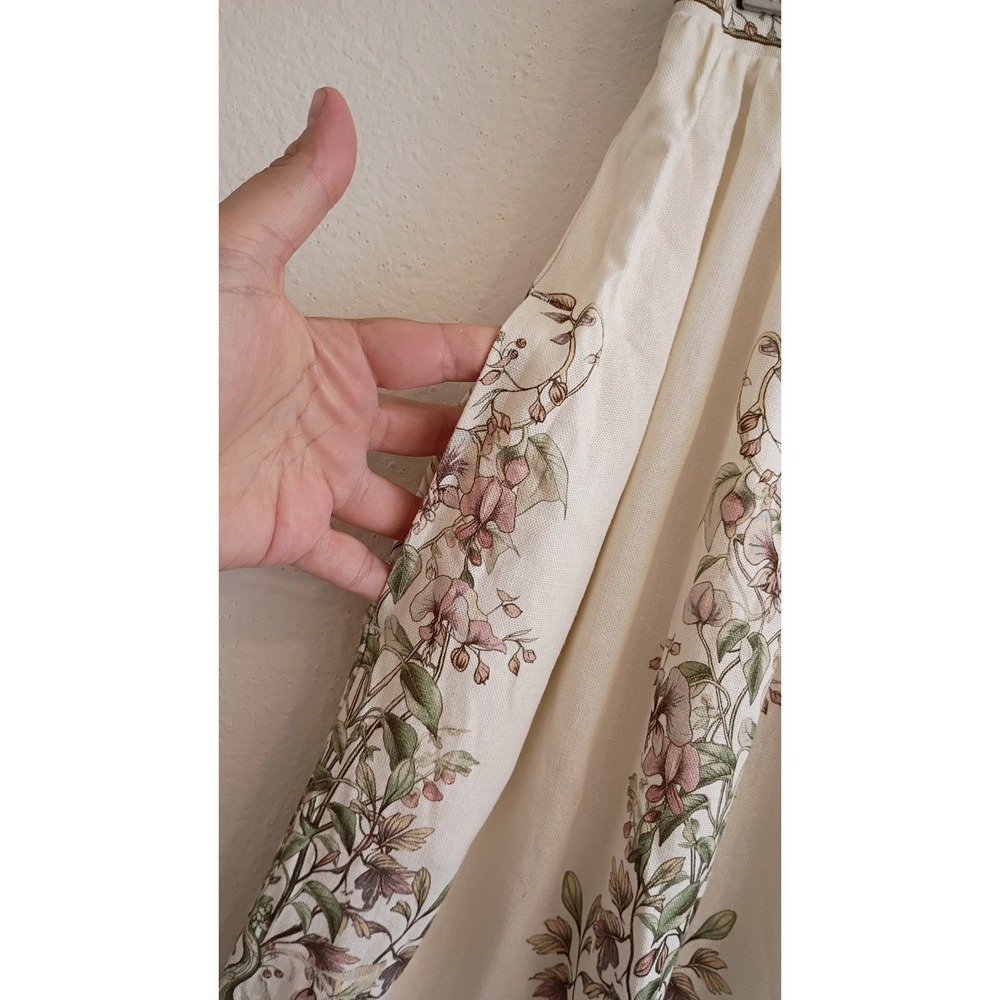 Max Studio London Floral Linen Blend Midi Skirt Cream Green Pink L Cottagecore - Picture 5 of 9